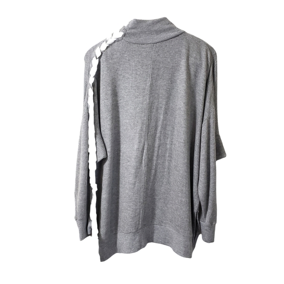 Free People Movement Snow Drift Lace Up Waffle Knit Sweater Heather Gray Sz Sm - Picture 5 of 14